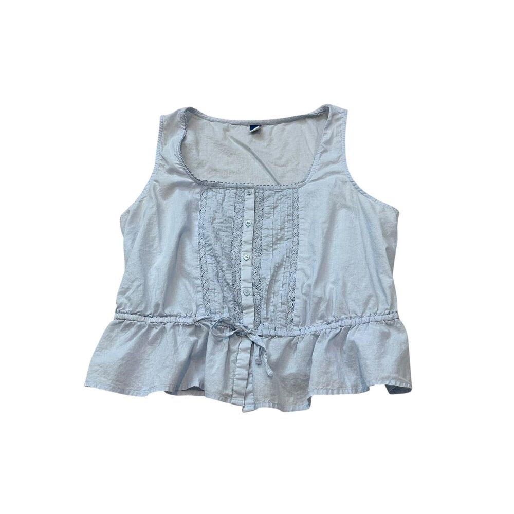 Old Navy Tie Waist Lace Trim Top Size L